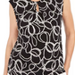 Kasper Women's Embroidered Printed Cap Sleeve Keyhole Top Black Size X-Small