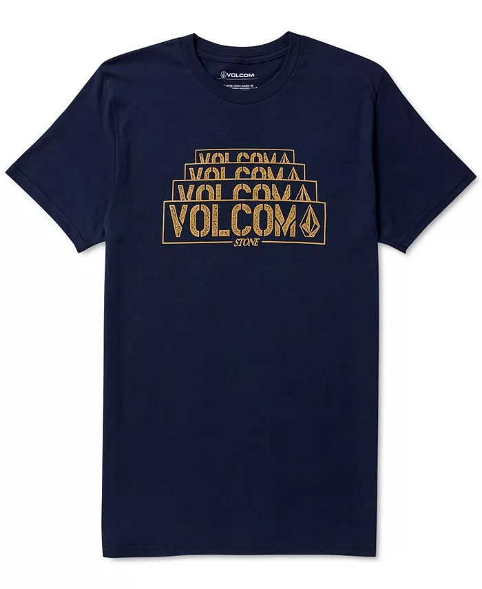 Volcom Men's Stacked Logo T-Shirt Blue Size Small