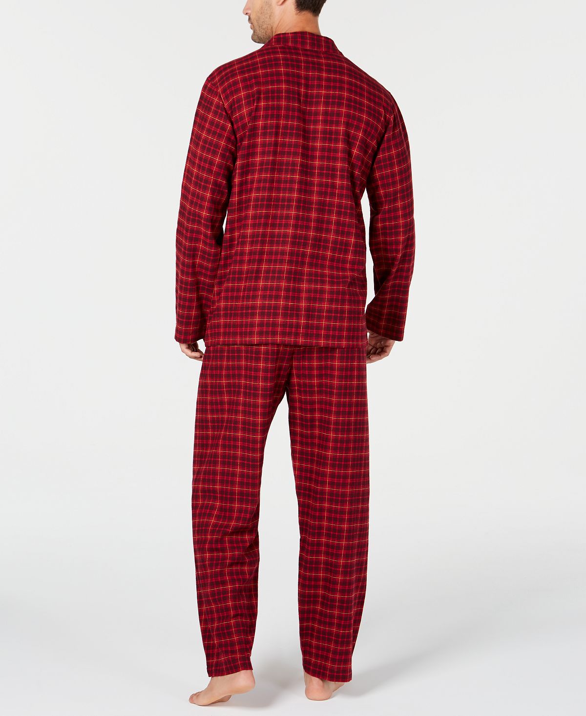 Club Room Men's Plaid Flannel Pajamas Red Size Large