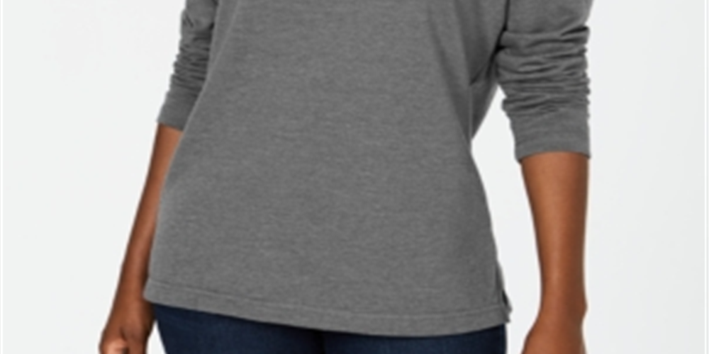 Karen Scott Women's Sport Cowl Neck Top Gray Size Small