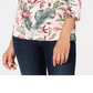 Karen Scott Women's Palm Print 3/4 Sleeve Top Pink Size Small