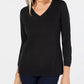 Karen Scott Women's V Neck Luxsoft Sweater Blue- Size Small