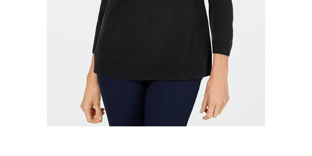 Karen Scott Women's V Neck Luxsoft Sweater Blue- Size Small