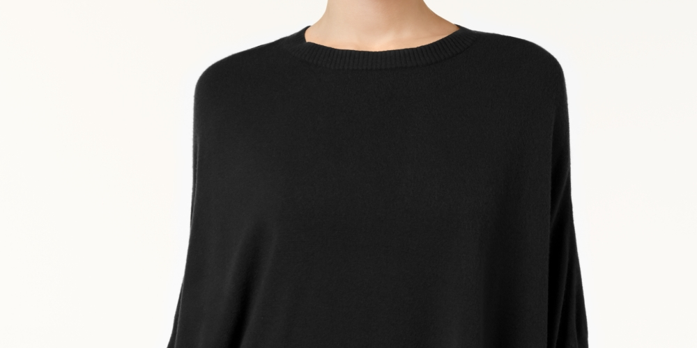 Karen Scott Women's Asymmetric Ruffled Poncho Black Size SM