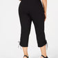 JM Collection Women's Plus Ruched Hem Cropped Pants Black Size 24W
