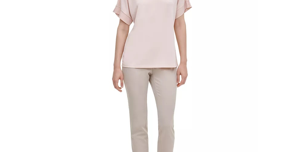 Calvin Klein Women's Short Sleeve Top White Size Medium