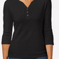 Karen Scott Women's Cotton Henley Shirt Grey Size Petite Small
