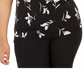 Calvin Klein Women's Plus Printed Pleated Neck Sleeveless Top Black  Size 3X