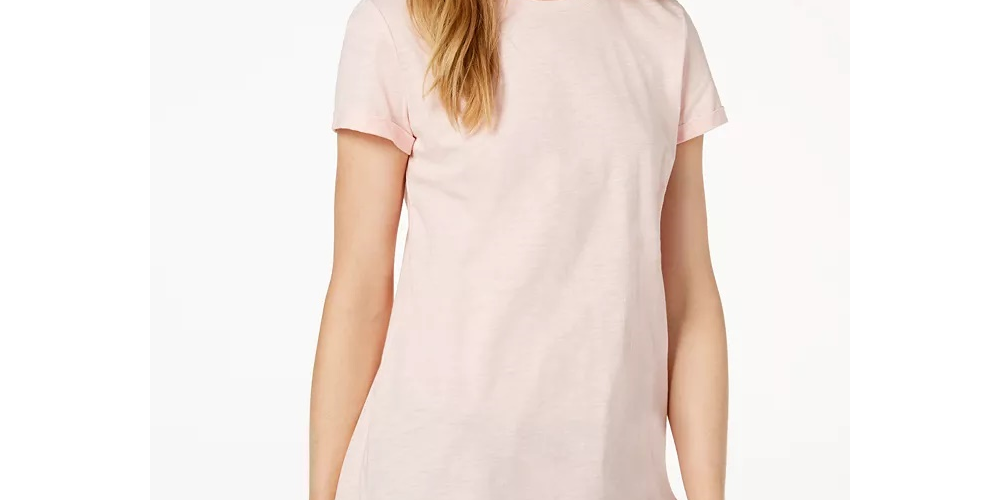 Maison Jules Women's High Low T-Shirt Pink Size Small