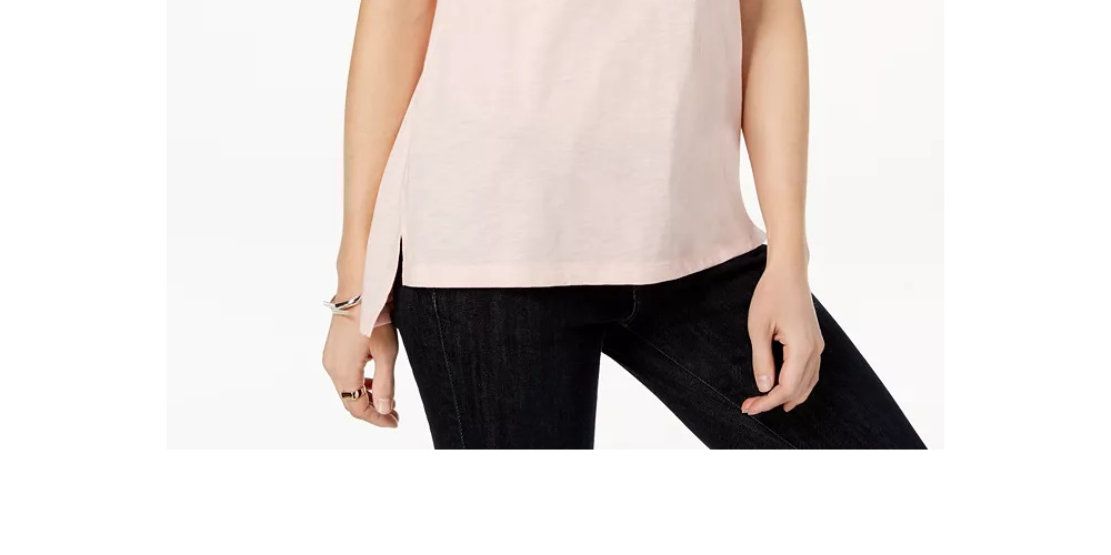 Maison Jules Women's High Low T-Shirt Pink Size Small