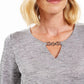 JM Collection Women's Twist Hem Keyhole Top Silver Size Small