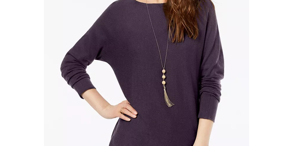INC International Concepts Women's Shirttail Sweater PurpleSize XX-Large