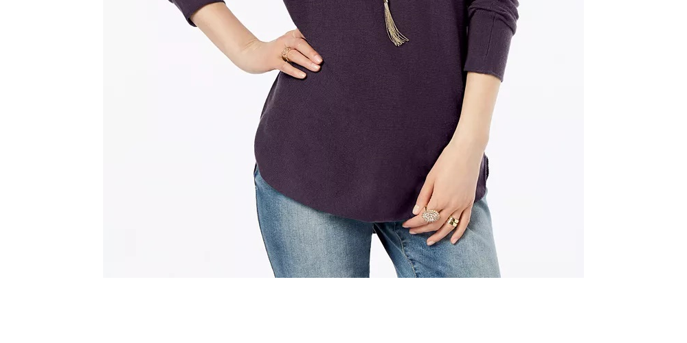 INC International Concepts Women's Shirttail Sweater PurpleSize XX-Large