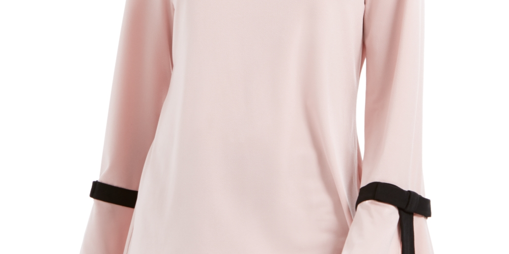 Charter Club Women's Petite Tie-Detail Crepe Top Pink Size PL