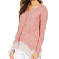 Style & Co Women's Layered Look Tunic Pink Size -L