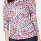 Charter Club Women's Cotton Printed Boat Neck Top Blue Size X-Large