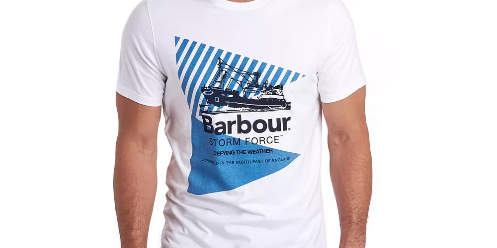 Barbour Men's Vessel Stormforce Logo Graphic T-Shirt White Size X-Large