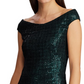 Ralph Lauren Womens Sequined Cap Sleeve Off Shoulder Tea Length Formal Body Con Dress Green Size 14