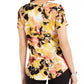 JM Collection Women's Scoop Neck Damask Top Black Size Large