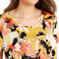 JM Collection Women's Scoop Neck Damask Top Black Size Large