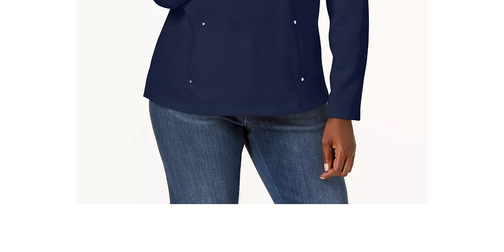 Karen Scott Women's Zip Neck Top Blue Size S