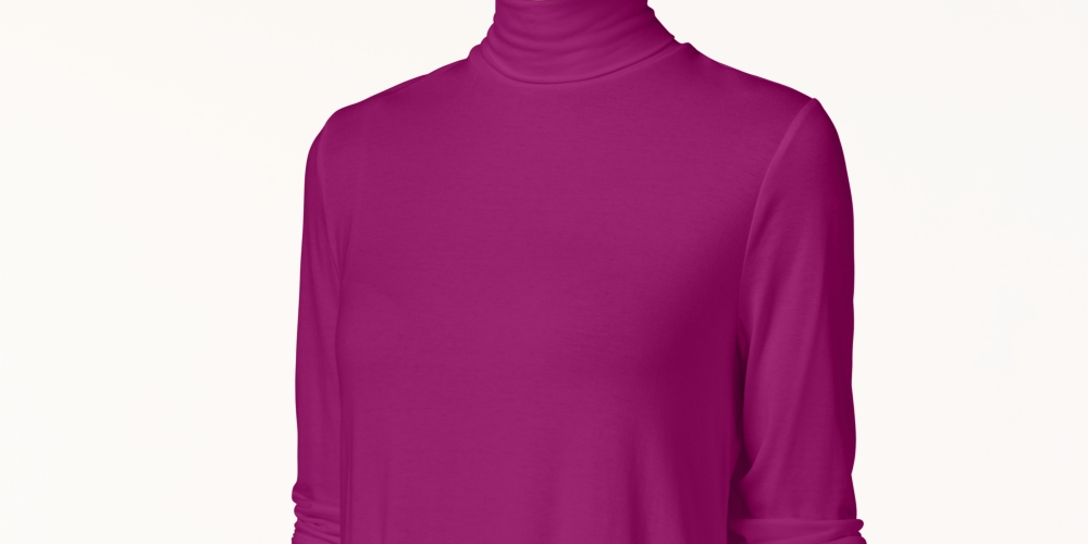 JM Collection Women's Petite Turtleneck Top Pink Size PXL