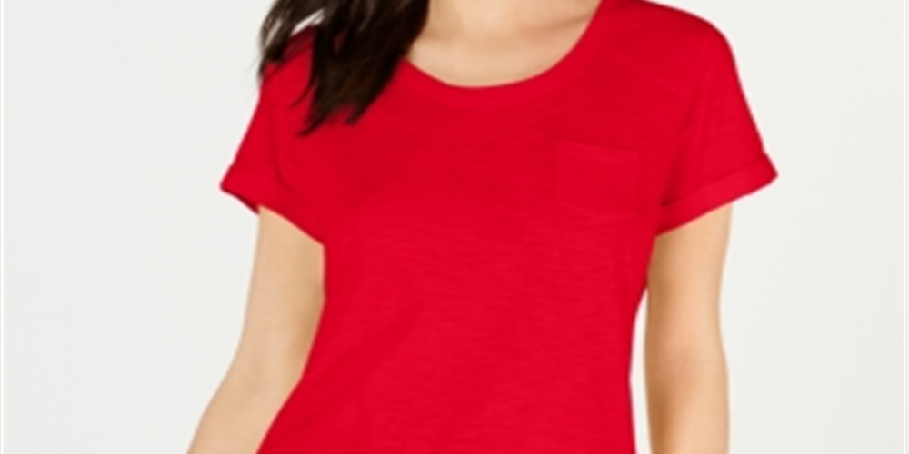 Style & Co Women's Cotton Crew Neck T-Shirt -Red Size XXL