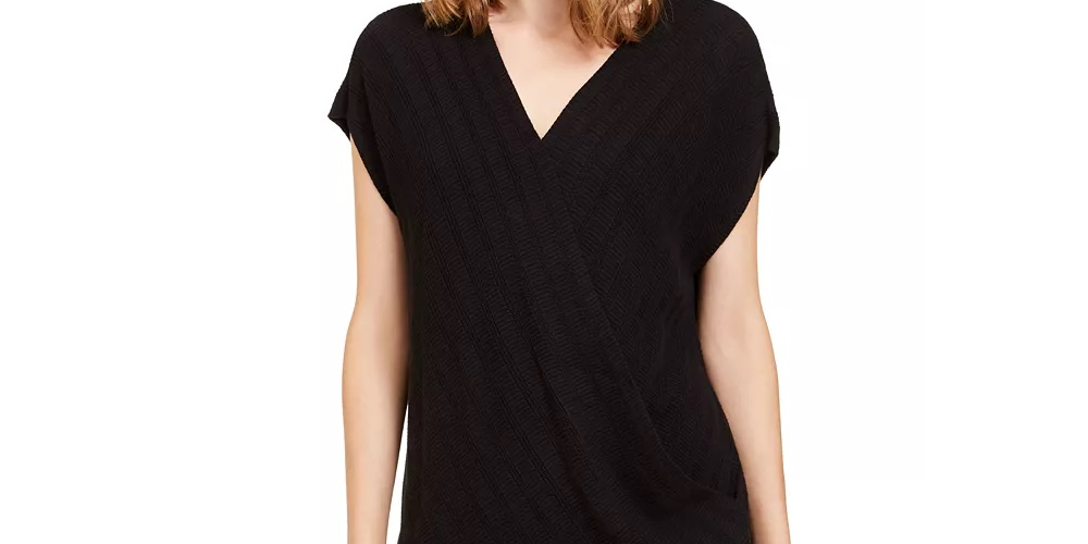 Alfani Women's Striped Batwing Sleeve Sweater Black Size Large