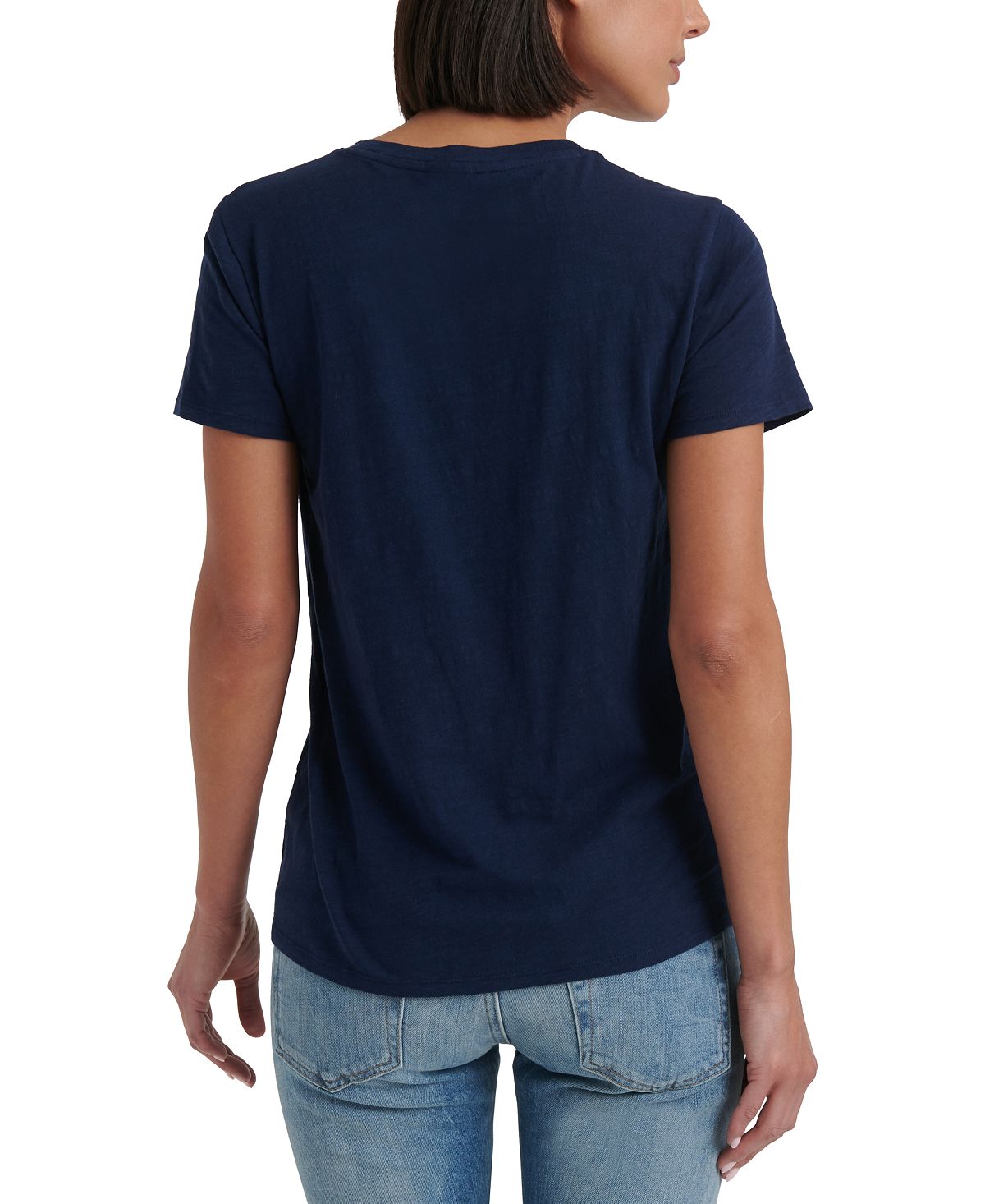 Lucky Brand Women's Floral Short Sleeve Crew Neck T-Shirt Top Blue Size X-Small