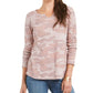 Style & Co Women's Printed Split Neck Cotton Thermal Top Pink Size M