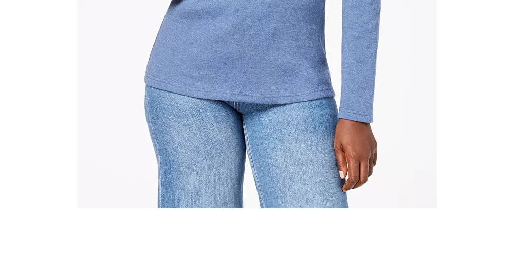 Karen Scott Women's Cotton Scoop-Neck Top Blue Size Small