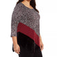Alfani Women's Printed & Velvet Asymmetrical Top Black Size 2X