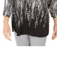 JM Collection Women's Petite Printed Zip-Neck Top Black Size Petite Medium