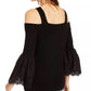 INC International Concepts Women's Cold Shoulder Solid Bell Sleeve Square Neck Top Black Size X-Small