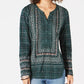 Style & Co Women's Olive Small Paisley Button Down Blouse Green Size Small