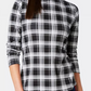 Charter Club Women's Cotton Plaid Top Black Size X-Large