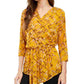 Alfani Women's  3/4-Sleeve Printed Tunic Yellow Size Petite Medium