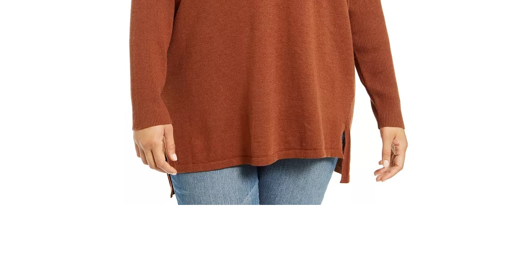 Style & Co Women's Plus Size V-Neck Sweater Beige Size 1X