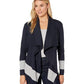 Ralph Lauren Women's Yalanda Open Front Striped Sweater Navy Size Medium