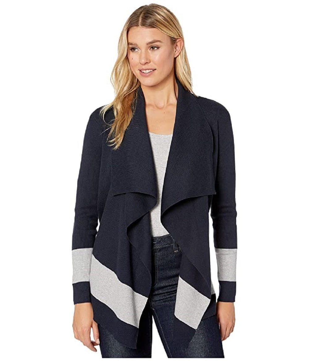Ralph Lauren Women's Yalanda Open Front Striped Sweater Navy Size Medium