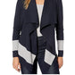 Ralph Lauren Women's Yalanda Open Front Striped Sweater Navy Size Medium