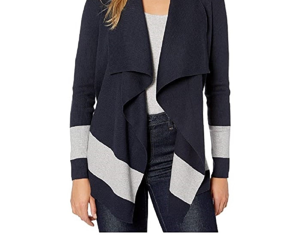 Ralph Lauren Women's Yalanda Open Front Striped Sweater Navy Size Medium