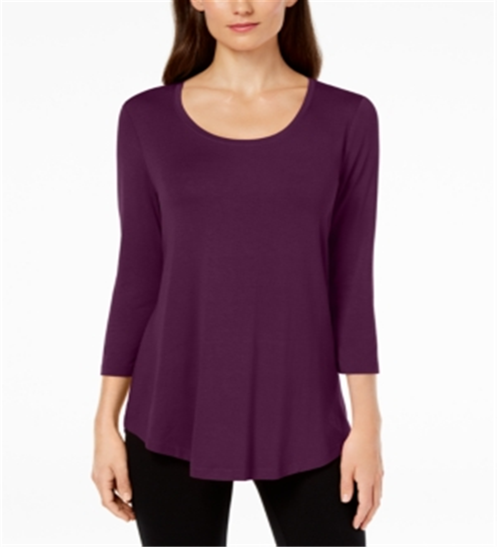 JM Collection Women's Scoop Neck Top Purple Size XX-Large