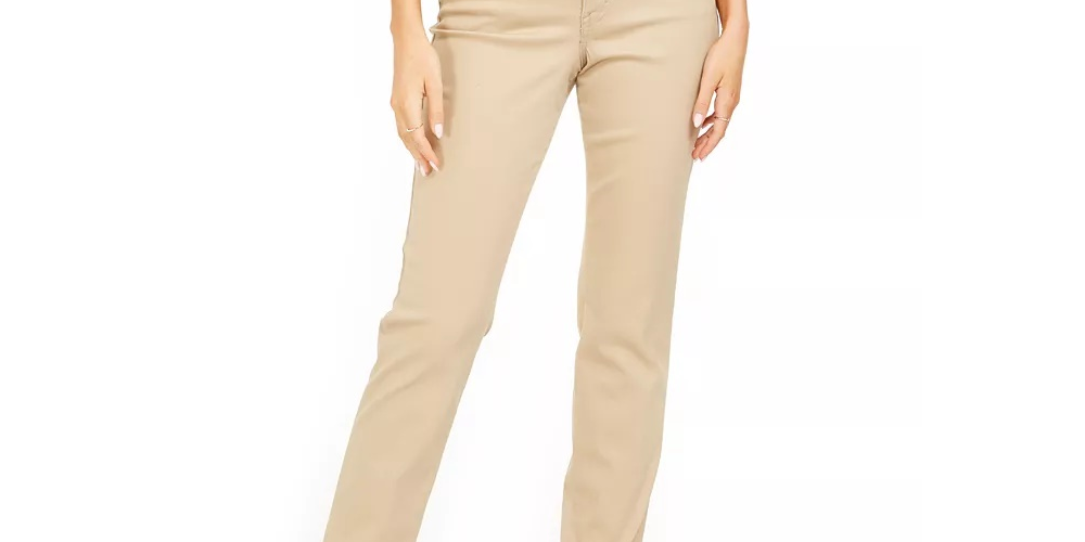 Style & Co Women's Tummy-Control Straight-Leg Fashion Jeans Beige Size 4 T/L
