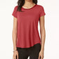 Alfani Women's Short Sleeve Jewel Neck T-Shirt Pink Size X-Large