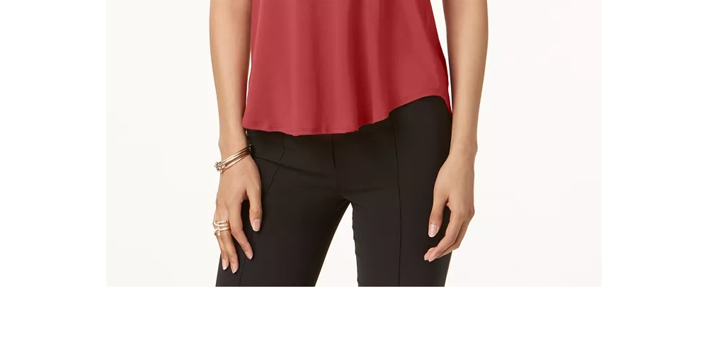 Alfani Women's Short Sleeve Jewel Neck T-Shirt Pink Size X-Large