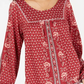 Style & Co Women's Relaxed Fit Floral Long Sleeve Scoop Neck Peasant Top Red Size X-Small