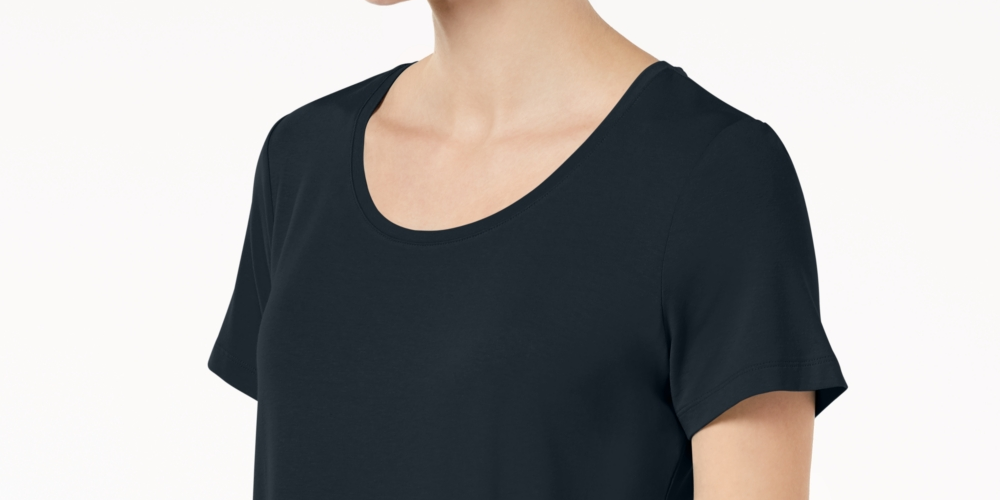 JM Collection Women's Scoop-Neck Top Blue Size X-Small