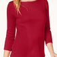 Charter Club Women's Pima Cotton Boat-Neck Button-Shoulder Top Red Size X-Small