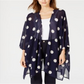Anne Klein Women's Polka Dot Long Sleeve Open Cardigan Top Blue Size Small